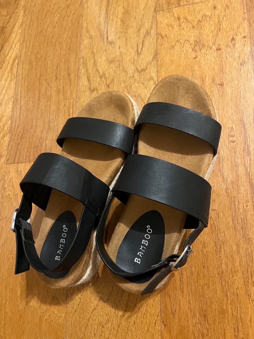 Bamboo black espadrille sandals
